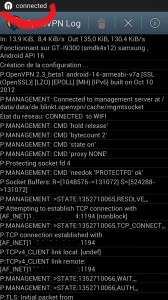 Log d'initialisation client OpenVPN for Android - connexion OK